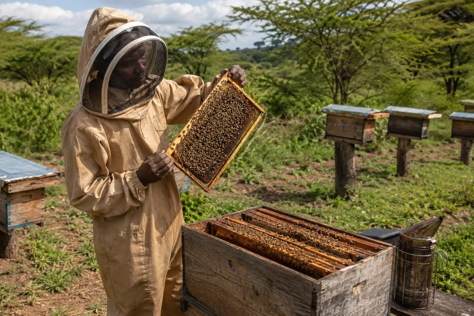 Modern apiary integrated with orchard
